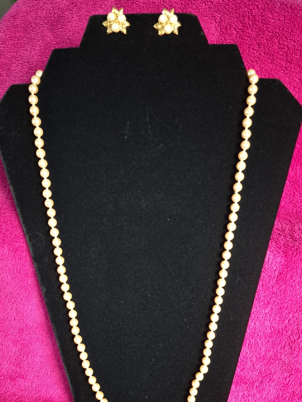 Classic Cream MONET  Pearl Necklace and Stud Earring Set